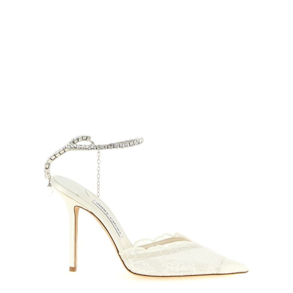 Jimmy Choo White Tencel High Heel Women's Pumps